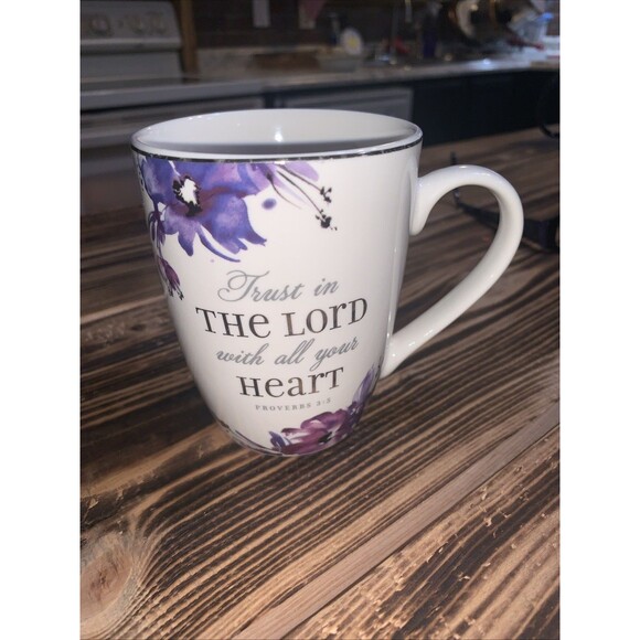 TRUST IN THE LORD Proverbs 3:5 bible verse 2022 Christian art gifts coffee mug - Picture 5 of 7